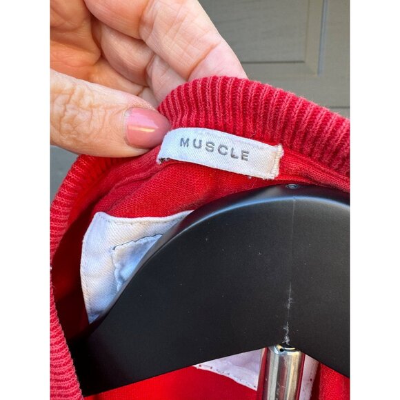 Vintage Abercrombie & Fitch Red Long Sleeve Muscle Fit Shirt M Embrodered Logo - Picture 5 of 11